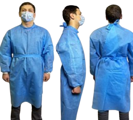 Халат ізоляційний, н/с (д.120,0 см, щ.45-50г/м2) спанбонд, XL